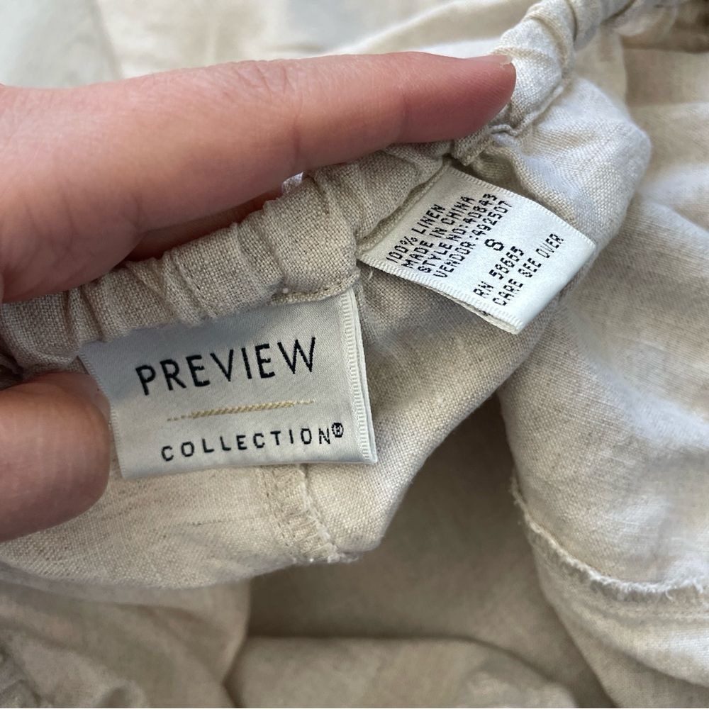 Linen Pullon Pants straight leg womens Beige (small) minimalist natural classic - Picture 2 of 6